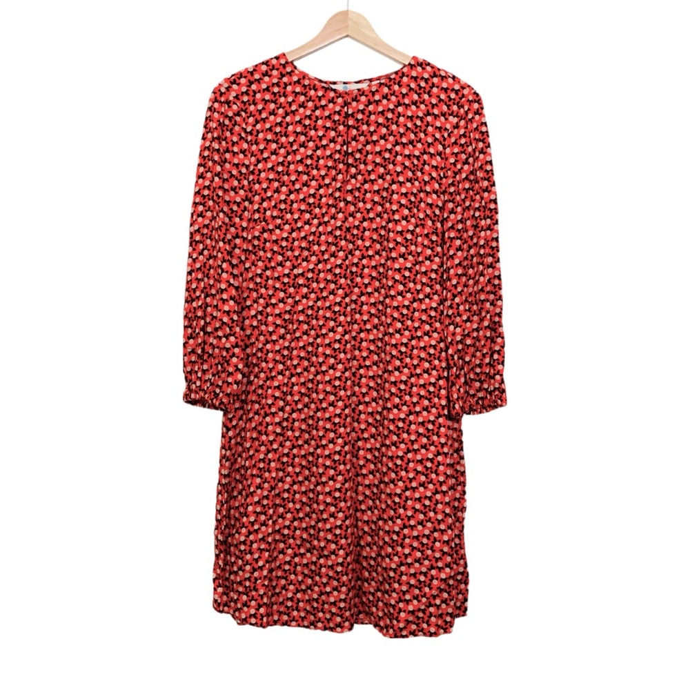 Boden Vanessa Dress Red 3/4 Sleeves Midi Length NWT Relaxed Fit Ditsy Sz 8 - Picture 2 of 16